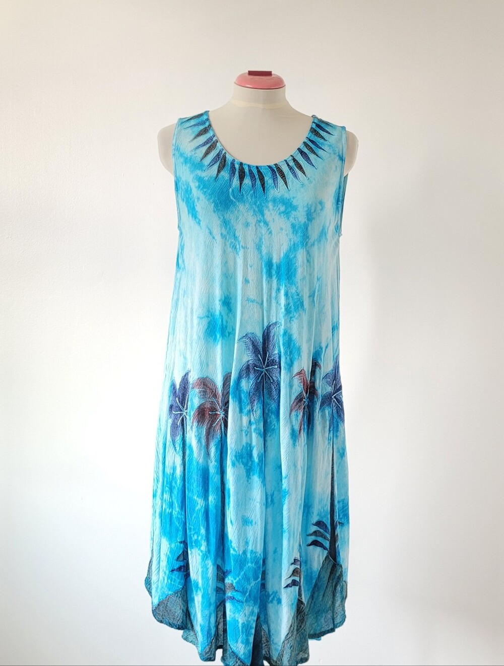 Boho Tropical Tie-Dye Midi Dress One Size